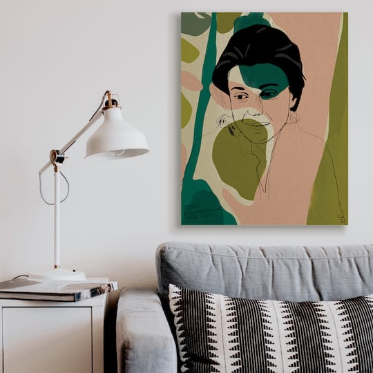Stupell Industries Frankenthaler Painter Portrait Abstract Green Shapes Canvas Wall Art